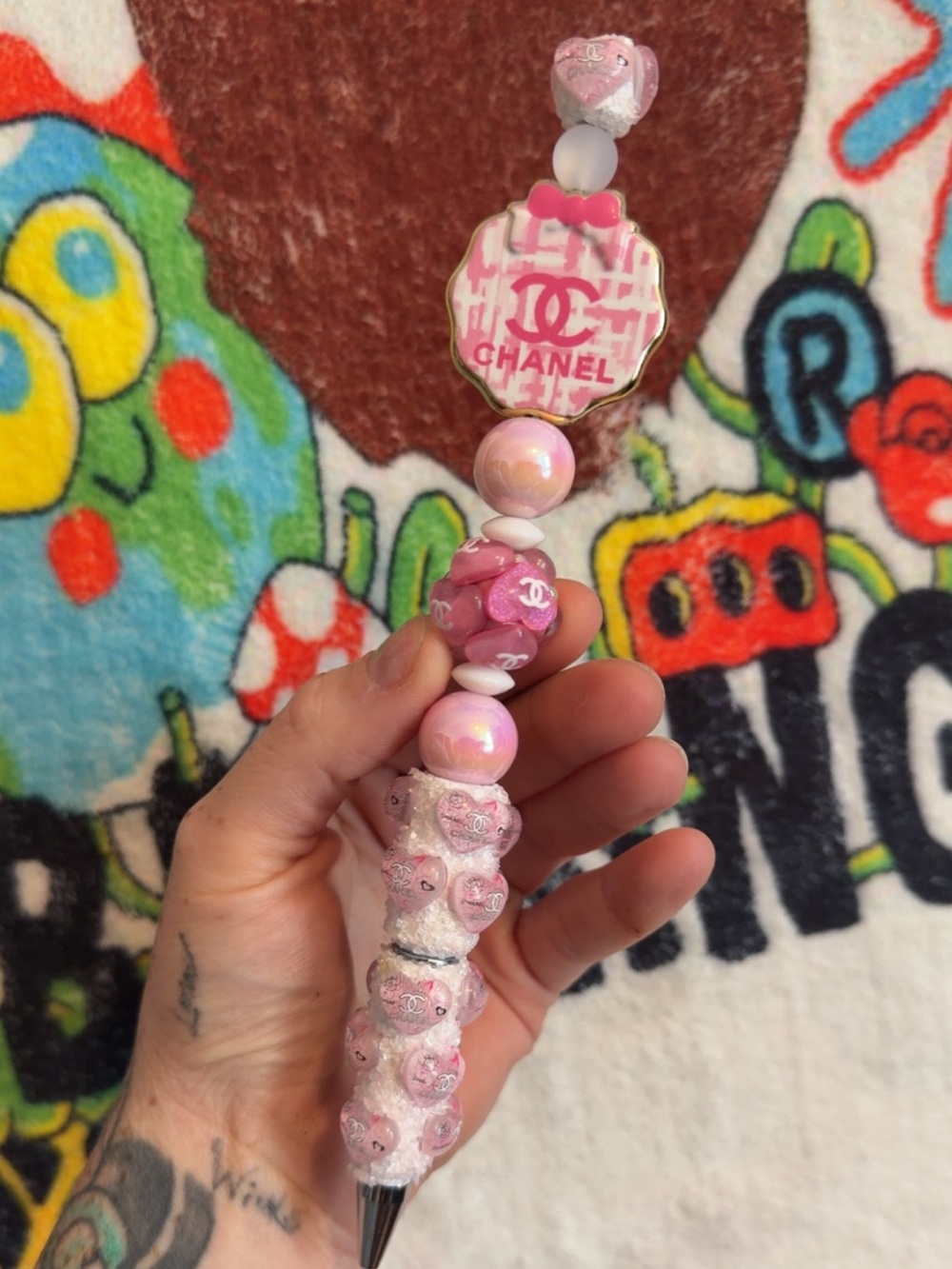 Designer  inspired Pink Beaded Pen